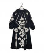 freadaフリーダ）の古着「パーツ刺繍ワンピース」｜ブラック