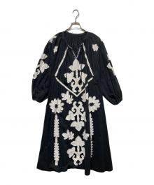 freada（フリーダ）の古着「パーツ刺繍ワンピース」｜ブラック
