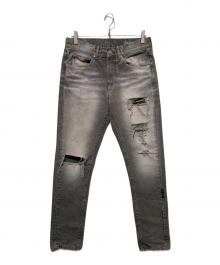 OFFWHITE（オフホワイト）の古着「ダメージ加工デニムパンツ」｜グレー