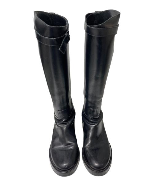 ANN DEMEULEMEESTER（アンドゥムルメステール）ANN DEMEULEMEESTER (アンドゥムルメステール) Leather Stan Riding Boot ブラック サイズ:38 1/2の古着・服飾アイテム