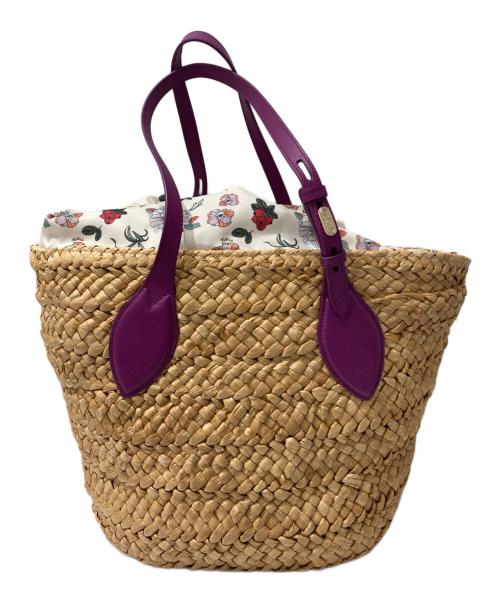 FURLA（フルラ）FURLA (フルラ) カゴバッグ ベージュ×パープルの古着・服飾アイテム