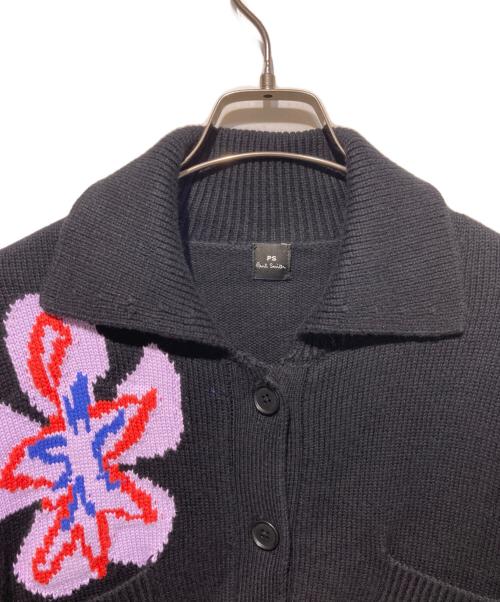PS Paul Smith（ＰＳポールスミス）PS Paul Smith (ＰＳポールスミス) 花柄ニットカーディガン ブラック サイズ:XLの古着・服飾アイテム
