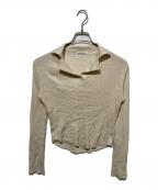 BEAUTY&YOUTHビューティーアンドユース）の古着「コットンリブ オープンカラーニット ウォッシャブル」｜アイボリー