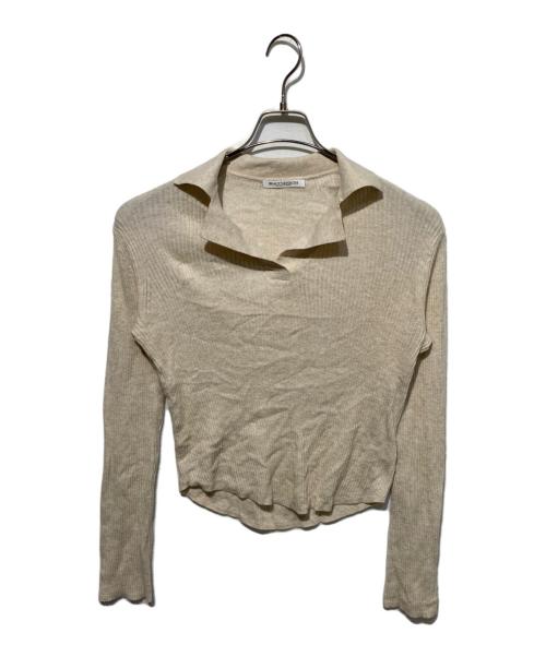 BEAUTY&YOUTH（ビューティーアンドユース）BEAUTY&YOUTH (ビューティーアンドユース) コットンリブ オープンカラーニット ウォッシャブル アイボリー サイズ:Freeの古着・服飾アイテム