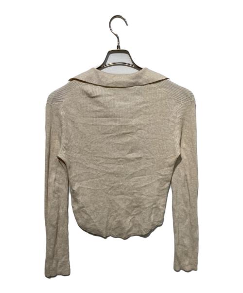 BEAUTY&YOUTH（ビューティーアンドユース）BEAUTY&YOUTH (ビューティーアンドユース) コットンリブ オープンカラーニット ウォッシャブル アイボリー サイズ:Freeの古着・服飾アイテム