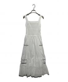 FRAY ID（フレイ アイディー）の古着「2WAYニットコンビタックティアードワンピース」｜ホワイト