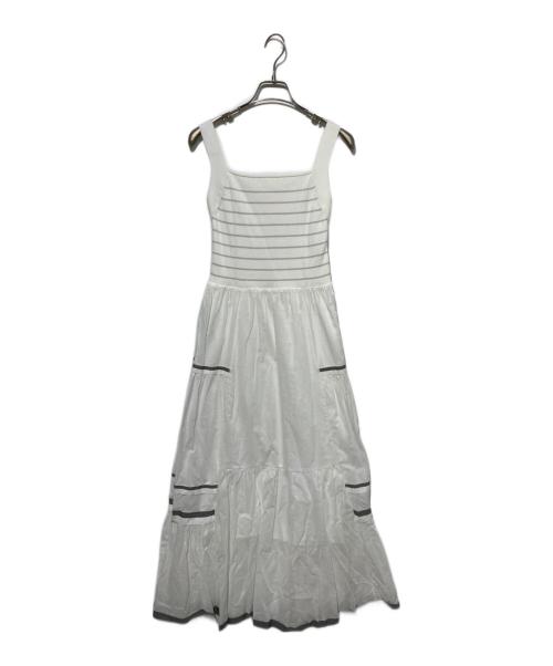 FRAY ID（フレイ アイディー）FRAY ID (フレイ アイディー) 2WAYニットコンビタックティアードワンピース ホワイト サイズ:1の古着・服飾アイテム