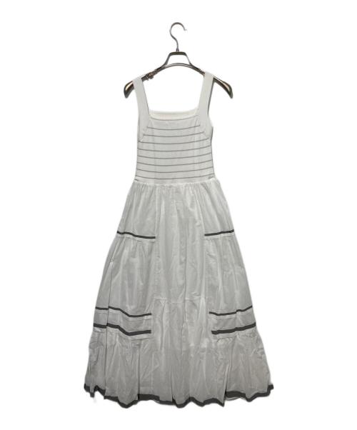 FRAY ID（フレイ アイディー）FRAY ID (フレイ アイディー) 2WAYニットコンビタックティアードワンピース ホワイト サイズ:1の古着・服飾アイテム