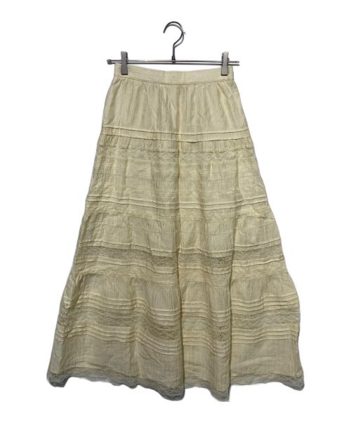 FRAY ID（フレイ アイディー）FRAY ID (フレイ アイディー) デザインレースティアードスカート イエロー サイズ:1の古着・服飾アイテム