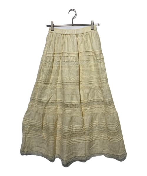 FRAY ID（フレイ アイディー）FRAY ID (フレイ アイディー) デザインレースティアードスカート イエロー サイズ:1の古着・服飾アイテム