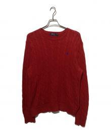 POLO RALPH LAUREN（ポロ・ラルフローレン）の古着「ケーブルニット」｜レッド