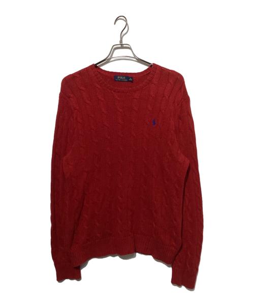 POLO RALPH LAUREN（ポロ・ラルフローレン）POLO RALPH LAUREN (ポロ・ラルフローレン) ケーブルニット レッド サイズ:Mの古着・服飾アイテム