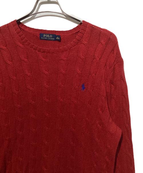 POLO RALPH LAUREN（ポロ・ラルフローレン）POLO RALPH LAUREN (ポロ・ラルフローレン) ケーブルニット レッド サイズ:Mの古着・服飾アイテム