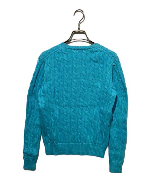 POLO RALPH LAUREN（ポロ・ラルフローレン）POLO RALPH LAUREN (ポロ・ラルフローレン) Vネックケーブルニット ブルー サイズ:Mの古着・服飾アイテム