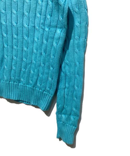 POLO RALPH LAUREN（ポロ・ラルフローレン）POLO RALPH LAUREN (ポロ・ラルフローレン) Vネックケーブルニット ブルー サイズ:Mの古着・服飾アイテム