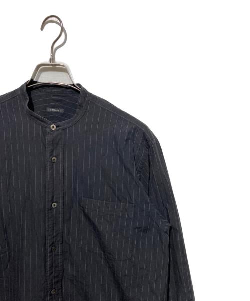 COMOLI（コモリ）COMOLI (コモリ) ストライプバンドカラーシャツ ブラック サイズ:2の古着・服飾アイテム