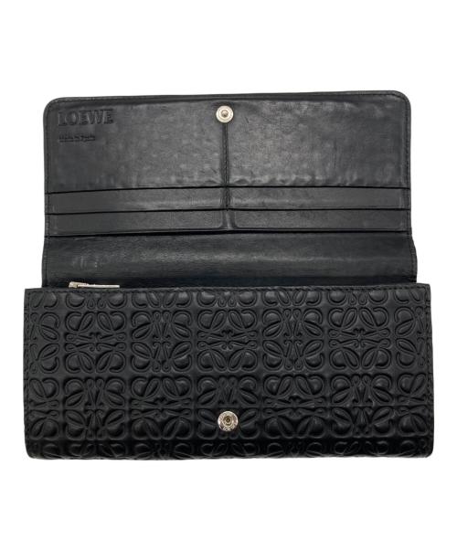 LOEWE（ロエベ）LOEWE (ロエベ) アナグラム リピート コンチネンタルウォレット ブラックの古着・服飾アイテム