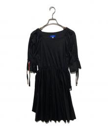 BLUE LABEL CRESTBRIDGE（ブルーレーベルクレストブリッジ）の古着「チェックリボン半袖ワンピース」｜ブラック