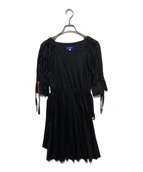 BLUE LABEL CRESTBRIDGE（ブルーレーベルクレストブリッジ）BLUE LABEL CRESTBRIDGE (ブルーレーベルクレストブリッジ) チェックリボン半袖ワンピース ブラック サイズ:36の古着・服飾アイテム