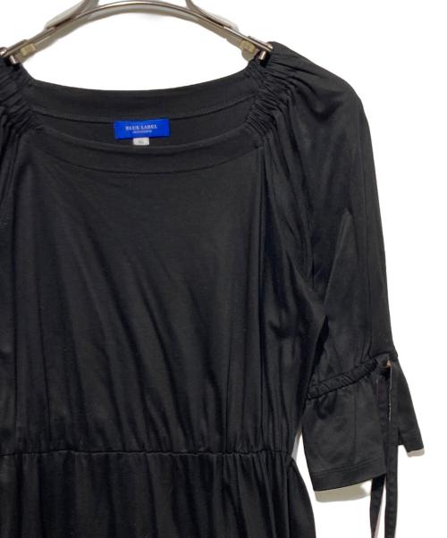 BLUE LABEL CRESTBRIDGE（ブルーレーベルクレストブリッジ）BLUE LABEL CRESTBRIDGE (ブルーレーベルクレストブリッジ) チェックリボン半袖ワンピース ブラック サイズ:36の古着・服飾アイテム