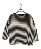 journal standard luxeジャーナルスタンダード ラックス）の古着「コットンボーダー ボートネックプルオーバー」｜ホワイト×オリーブ