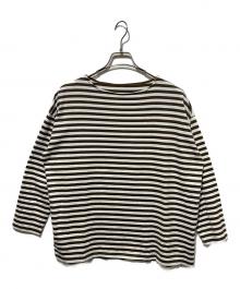 journal standard luxe（ジャーナルスタンダード ラックス）の古着「コットンボーダー ボートネックプルオーバー」｜ホワイト×オリーブ