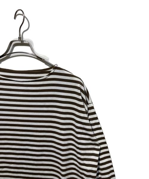 journal standard luxe（ジャーナルスタンダード ラックス）JOURNAL STANDARD LUXE (ジャーナルスタンダード ラックス) コットンボーダー ボートネックプルオーバー ホワイト×オリーブ サイズ:　の古着・服飾アイテム