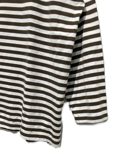 journal standard luxe（ジャーナルスタンダード ラックス）JOURNAL STANDARD LUXE (ジャーナルスタンダード ラックス) コットンボーダー ボートネックプルオーバー ホワイト×オリーブ サイズ:　の古着・服飾アイテム