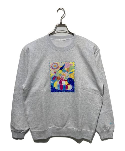 HERALBONY（ヘラルボニー）HERALBONY (ヘラルボニー) レギュラーフィットクループルオーバー「I LOVE YOU MOM」 グレー サイズ:Lの古着・服飾アイテム