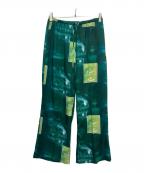 HERALBONYヘラルボニー）の古着「サテンパンツ「無題」」｜グリーン