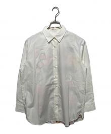 HERALBONY（ヘラルボニー）の古着「オーガンジーバックスリットシャツ「タイトル不明」」｜ホワイト