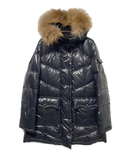 BURBERRY BLUE LABEL（バーバリー ブルー レーベル）BURBERRY BLUE LABEL (バーバリー ブルー レーベル) ファー付ダウンコート ブラック サイズ:38の古着・服飾アイテム
