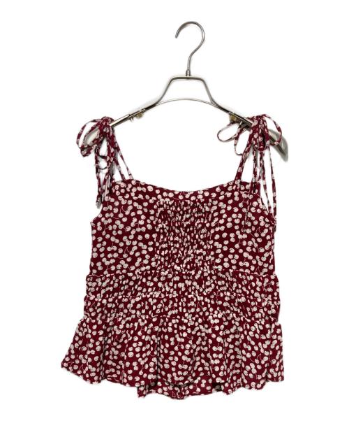 HER LIP TO（ハーリップトゥ）Her lip to (ハーリップトゥ) Cherry Pattern Strap Top エンジ サイズ:Mの古着・服飾アイテム