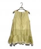 HER LIP TOハーリップトゥ）の古着「Bicolor-Trim Flared Romper」｜イエロー