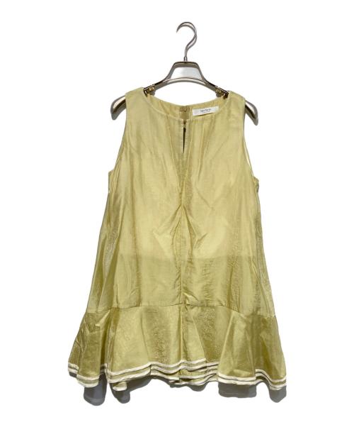 HER LIP TO（ハーリップトゥ）Her lip to (ハーリップトゥ) Bicolor-Trim Flared Romper イエロー サイズ:Mの古着・服飾アイテム