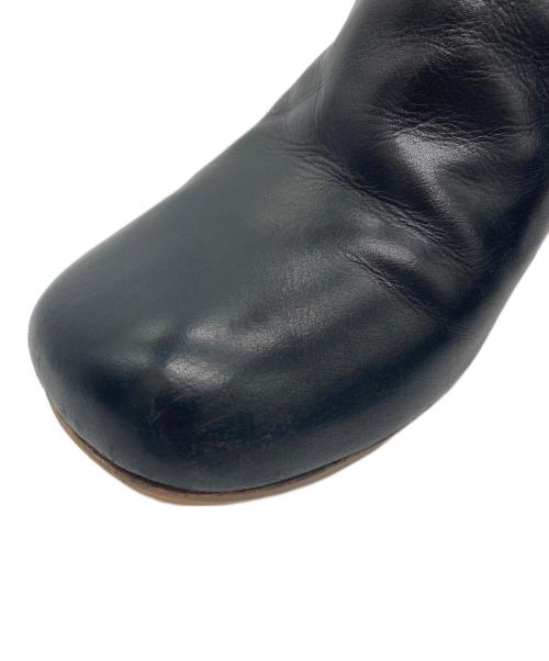 INSCRIRE（アンスクリア）INSCRIRE (アンスクリア) サイドジップ スクエア トゥ レザー ショートブーツ ブラック サイズ:37の古着・服飾アイテム