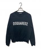 DSQUARED2ディースクエアード）の古着「ラグラン ロゴプリントスウェット」｜ブラック