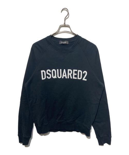 DSQUARED2（ディースクエアード）DSQUARED2 (ディースクエアード) ラグラン ロゴプリントスウェット ブラック サイズ:Mの古着・服飾アイテム