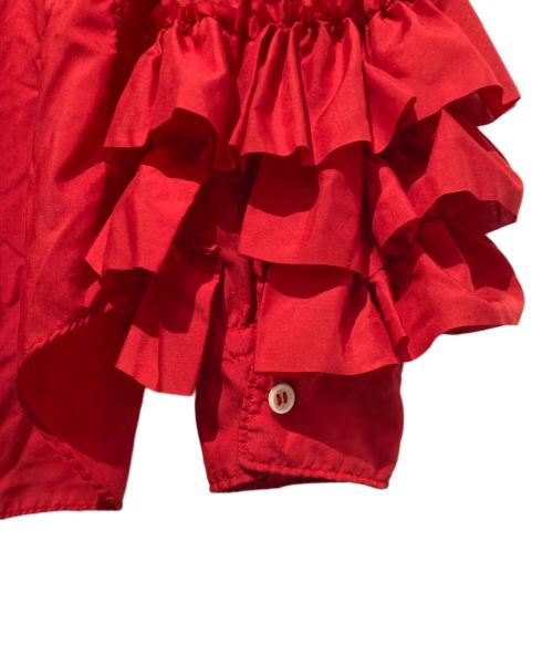 COMME des GARCONS GIRL（コムデギャルソンガール）COMME des GARCONS GIRL (コムデギャルソンガール) 丸襟フリルスリーブシャツ レッド サイズ:Mの古着・服飾アイテム