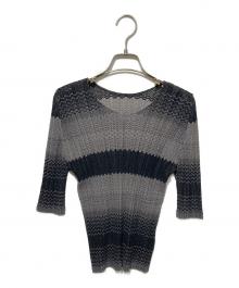 PLEATS PLEASE（プリーツプリーズ）の古着「プリーツカットソー」｜グレー×ブラック