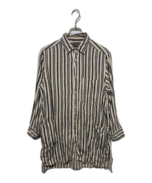 NIGEL CABOURN（ナイジェルケーボン）NIGEL CABOURN (ナイジェルケーボン) リネンライプシャツ ベージュ×グレー サイズ:48の古着・服飾アイテム