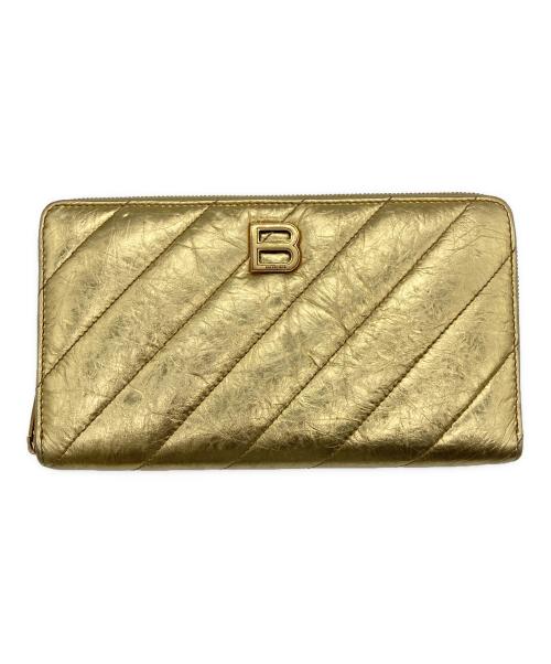 BALENCIAGA（バレンシアガ）BALENCIAGA (バレンシアガ) CRUSH CONTINENTAL WALLET ゴールドカラーの古着・服飾アイテム