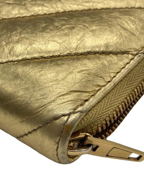 BALENCIAGA（バレンシアガ）BALENCIAGA (バレンシアガ) CRUSH CONTINENTAL WALLET ゴールドカラーの古着・服飾アイテム