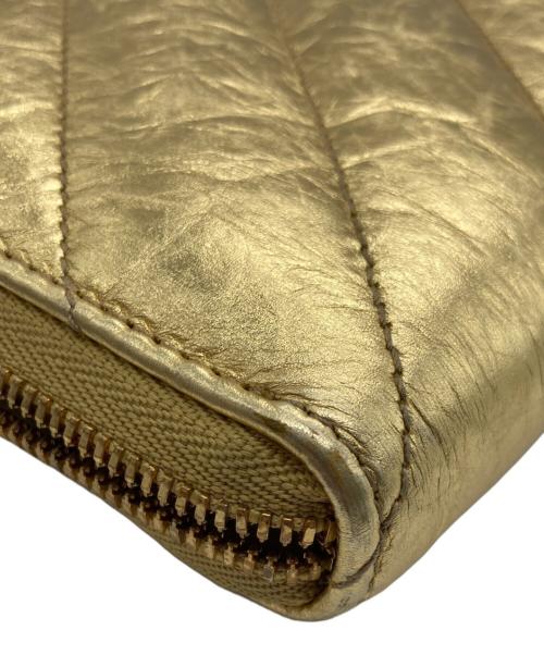 BALENCIAGA（バレンシアガ）BALENCIAGA (バレンシアガ) CRUSH CONTINENTAL WALLET ゴールドカラーの古着・服飾アイテム