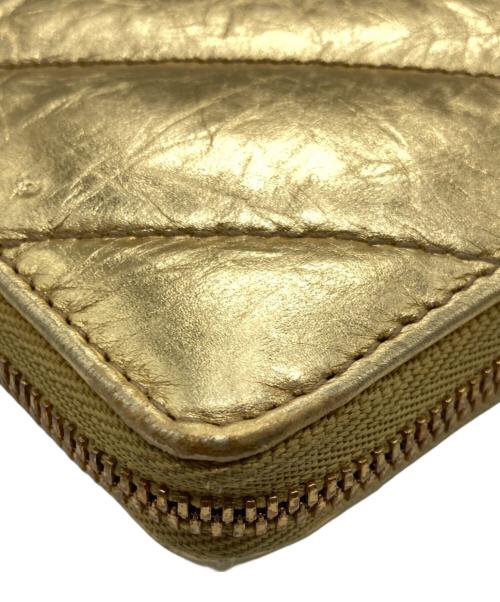 BALENCIAGA（バレンシアガ）BALENCIAGA (バレンシアガ) CRUSH CONTINENTAL WALLET ゴールドカラーの古着・服飾アイテム
