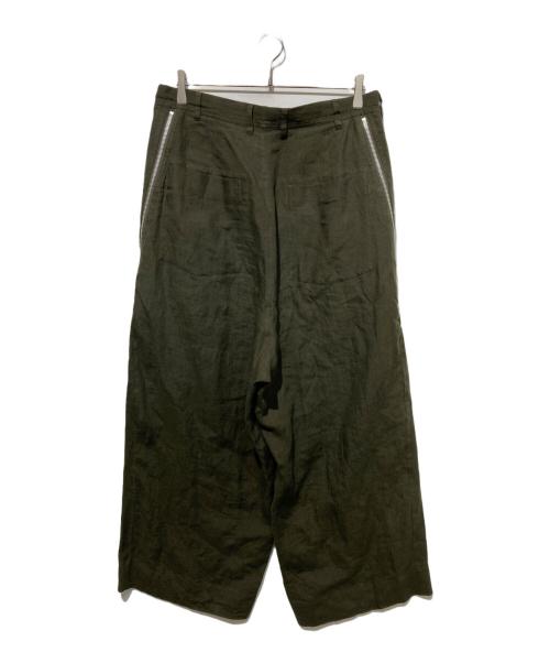 GROUND Y（グラウンドワイ）GROUND Y (グラウンドワイ) サイドジップ リネン バルーンワイドパンツ カーキ サイズ:3の古着・服飾アイテム