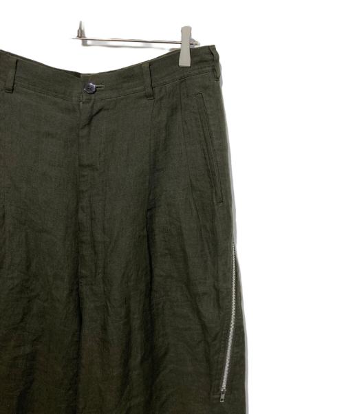 GROUND Y（グラウンドワイ）GROUND Y (グラウンドワイ) サイドジップ リネン バルーンワイドパンツ カーキ サイズ:3の古着・服飾アイテム