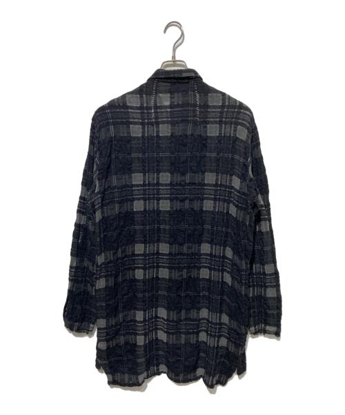 Transit UOMO（トランジット ウオモ）TRANSIT UOMO (トランジット ウオモ) 製品染めウールチェックロングシャツ ブラック サイズ:Mの古着・服飾アイテム