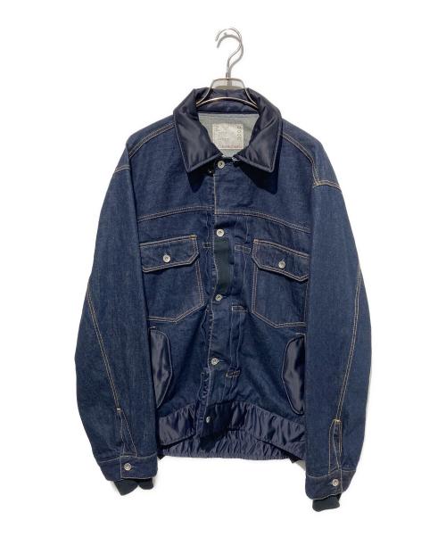 sacai（サカイ）sacai (サカイ) DENIM X NYLON TWILL BLOUSON ドッキングデニムジャケット インディゴ サイズ:4の古着・服飾アイテム