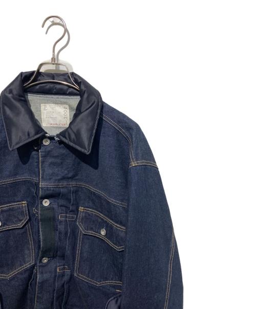 sacai（サカイ）sacai (サカイ) DENIM X NYLON TWILL BLOUSON ドッキングデニムジャケット インディゴ サイズ:4の古着・服飾アイテム